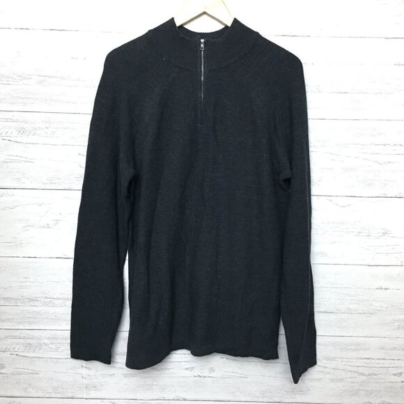 NEW Flag & Anthem Men's Dark Gray 1/4 Zip Sweater Cotton size Medium - Picture 2 of 9